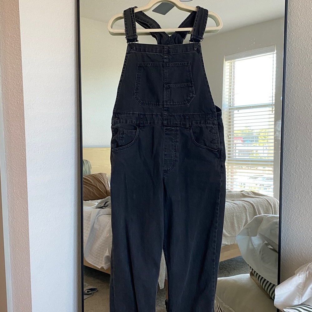 Free People / We The Free Ziggy Denim Overalls, Mineral Black Denim